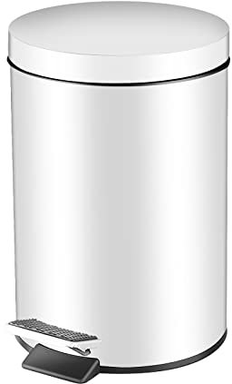 GONICVIN Poubelle à pédale ronde de 3 L en acier inoxydable avec couvercle, poubelle de salle de bain, de cuisine, poubelle avec seau intérieur amovible pour cuisine, maison, bureau (blanc)