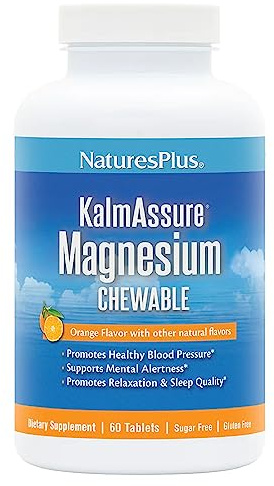 NaturesPlus KalmAssure Magnesium Chewable, Orange - 60 Tablets - Promotes Relaxation & Mental Alertness - Non-GMO, Sugar Free & Gluten Free - 60 Servings