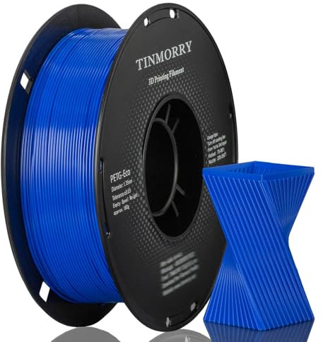 PETG Filament 1.75mm, TINMORRY Rapid PETG-Eco 3D Druck Filament, Kompatibel mit Bambu Lab/Creality K1C / FLASHFORGE Adventurer 5M /Anycubic Kobra 3 / QIDI FDM 3D Drucker, 1 KG 1 Spule, Klein Blau