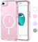 Yoedge Transparent Glitzer Magnetische Handyhülle [kompatibel mit Mag Safe] für iPhone 8/7/ SE 2022/ SE 2020 Hülle 4,7, Sparkle Schutzhülle Built in Magnet Soft TPU Clear Cover für SE 3 Rosa Case