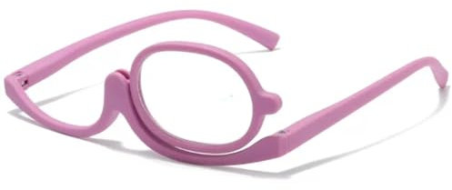 NILZA Make Up Brille Kosmetik-Lesegerät Vergrößern Make-up Brillen Damen Lesebrille Flip Nach Unten Schminkbrille Flip Gläser Für Frauen (Color : Purple, Size : +3.50)