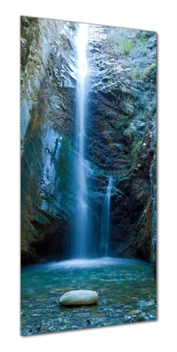 Wallario Selbstklebende Duschrückwand 90 x 190 cm mit Motiv Wasserfall bei Sonneneinfall - Wandverkleidung Fließenersatz mit Hochglanzlaminat in Glasoptik