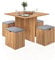 Mondeer Dining Table Set, Table and 4 Stools with Soft Cushion Wooden Space Saving for Dining Room Kitchen, L80 x W80 x H75 cm, Red Oak and Grey