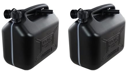 ProCar 2 Stück Benzinkanister 10 Liter Schwarz - UN- Zulassung Kunststoff Kraftstoffkanister mit Füllstandsanzeige - Made in Europe