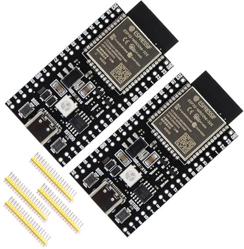 SDATEKIT 2Pcs ESP32 Development Board 2.4GHz Dual-Core WiFi+Bluetooth 2 Function Microcontroller ESP32-DevKitC Board USB Interface(ESP32-WROOM-32E Original Module)