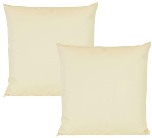 JACK 2er Set Outdoor Kissenhülle Kissenbezug 50x50cm Wasserfest Sitzkissen Lounge Kissen Garten Stuhl Lotus Effekt, Farbe:Beige