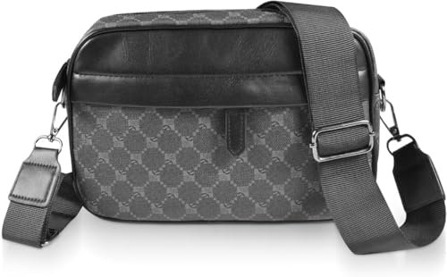 UieaMsio Schwarze Umhängetasche Herren,PU Umhängetasche Hohe Kapazität Tasche,Sling Bag Crossbody Chest Bag für Herren Damen,Gürteltasche Büro kleiner Rucksack,für Arbeit Reisen
