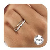 Milacolato 925 Sterling Silber Ringe Frauen Zierlicher Gedrehter Kubischer Zirkonia Verstellbare Daumenring Eheringe Verlobungsring Engagement Band Ringe Silber Ring für Damen Mädchen