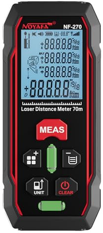 NF270 Laser-Entfernungsmesser, 70 m/229 ft, digitaler Laser-Entfernungsmesser, M/ft/in/ft+in, Entfernungsmesser mit zwei Libellen, LCD-Hintergrundbeleuchtung, Messung von Entfernung, Fläche