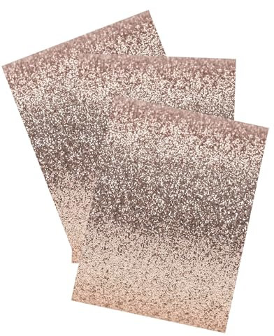 10 X A4 Rose Gold Glitter Card Sheets - 210gsm Non Shed Glitter Cardstock for Card Making - Compatible w/Die-Cutting Machines - Sparkly Craft Supplies