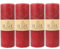 MiCasa SuCasa 4er-Set weinrote Stumpenkerzen – rustikal, durchgefärbt, unparfümiert & mit Brennstop – 20 x 7 cm, 320h Brenndauer – Sicheres, gleichmäßiges Abbrennen – Weihnachtskerzen für Adventskranz