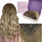 Fshine 50cm Invisible Clip in Extensions Echthaar 7 Stücke 120g Aschbraun Ombre Aschblond Extension Clip in Echthaar Echte Haare Farbe 8 60 18