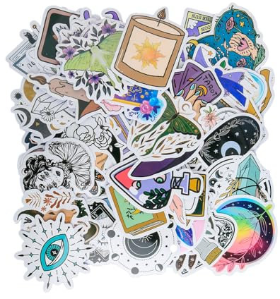 Bojueshaw 100Pcs Boho Witch Stickers,Cute Magic Potions Sticker,Waterproof Vinyl Gothic Aesthetic Decals for Laptop,Water Bottle,Phone,Skateboard