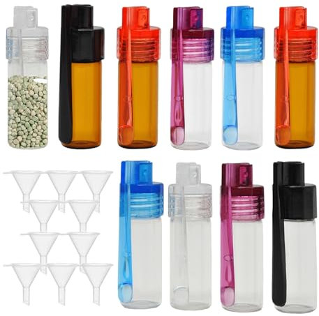 SHINROAD Sealed Glass Bottle Glass Bottles Coke Vial with Spoon 10pcs Glass Bottle Set with Spoon Small Portable Vials for Travel Camping Outdoor A