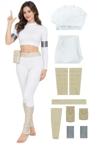 Dxvsaxi Padme Kostüm für Damen, Prinzessin, Padme Amidala, Cosplay, Königin, Padme-Shirt, Hose, Gürtel, Halloween, komplettes Set, Größe S