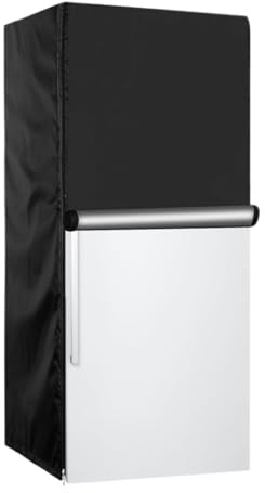 FxaumsGxuk Outdoor Fridge Cover, Oxford Cloth Upright Freezer Cover, Waterproof Dustproof Covers For Protecting Upright Freezers/Drinks Refrigerators, Black Refrigerator Dustcover