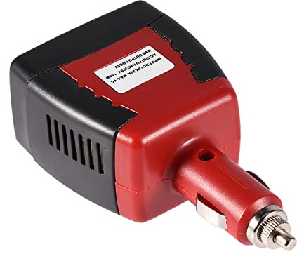 Risegun 150W Auto Wechselrichter 12V auf 220V AC Spannungswandler, Stromwandler mit USB Anschluss, Laden Sie Ihr Smartphone, Laptop, Tablet (Rot)