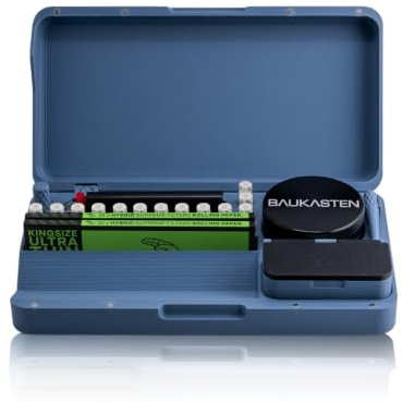 Baukasten ORIGINAL mit Zubehör & Grinder - Organisierte & mobile Bau-Box mit Rolling Tray für bestes Bauen überall, sicheren Transport, sowie diskrete Aufbewahrung von allen Smoking Utensilien