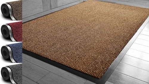 Heavy Duty Dirt Trapper Barrier Mat, Non-Slip PVC, Brown, 80x120cm