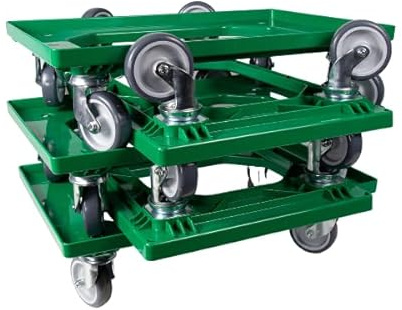BADfabrik24 Transportroller Kunststoff 60x40 cm 4 Leichtlauf-Lenkrollen, ideal für Kisten & Euroboxen, Traglast 250 kg, Transporthilfe (Gelb, 1 Stück) (5, Grün)