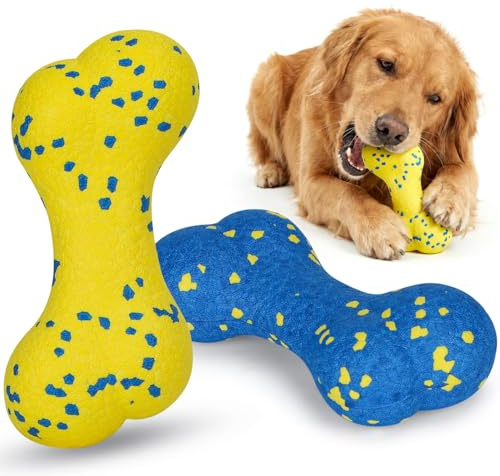 Nobleza 2 Pezzi Giochi per Cani Indistruttibili, Osso per Cani da Masticare Morbido e Pulizia Denti Tartaro, Giocattolo Galleggiante Interattivo Anti Noia e Stress, per Taglia Media e Grande