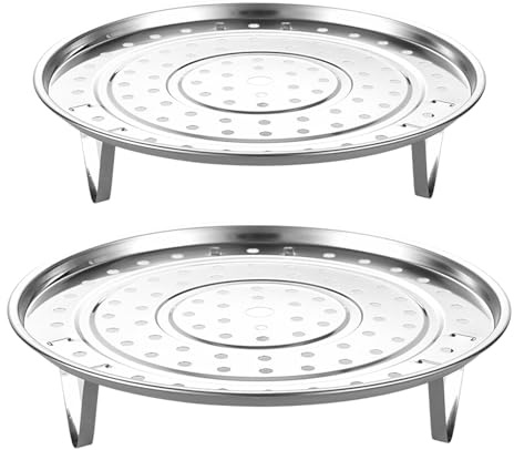 2 Pack Stainless Steel Steam Racks Round Steaming Tray for Cooker Accessories (20cm & 22cm)