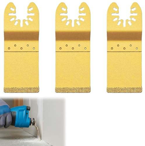 3 PCS 34mm Carbide Oscillating Multi-Tool Blades Set, Masonry End Cut Tool for Brick, Plaster, and Grout Removal, Compatible with Dewalt, Stanley, Bosch, Makita, Worx