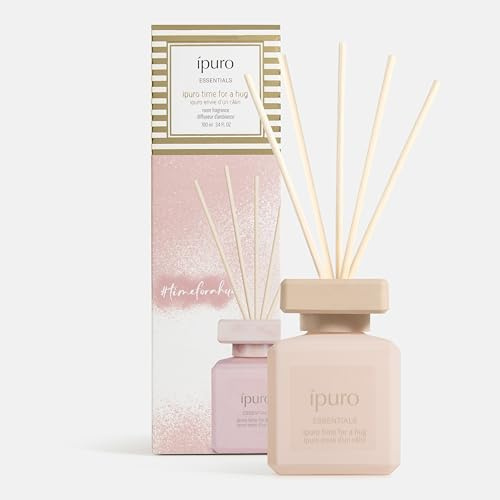 ipuro Essentials TIME FOR A HUG Raumduft mit Stäbchen 100 ml - Raumerfrischer mit Orange, Vanille, Biskuit & roten Früchten Duft Aroma - Diffuser mit Stäbchen - Lufterfrischer für die Wohnung