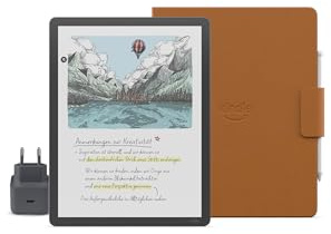 Amazon Kindle Scribe Colorsoft 64 Go (Graphite) + Stylet Premium + Étui à rabat en cuir premium (Caramel) + USB-C Chargeur