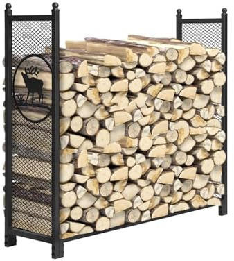 Estante para leña al aire libre, Estante for leña resistente al aire libre, estante for almacenamiento de leña de suelo , para chimenea, estante de madera para exteriores resistente a la intemperie