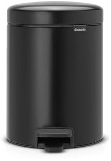 Brabantia 112928 Pedal Bin Newicon with plastic inner Bucket, Matt Black - 5 L