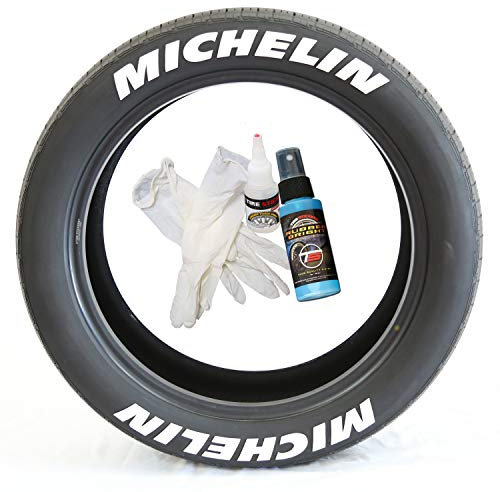 Tire Stickers - 'Michelin' - Tyre Lettering Add-On Accessory - DIY, Easy with Free 2oz Bottle Touch-up Cleaner - (17-18/1 - 8 Decals)