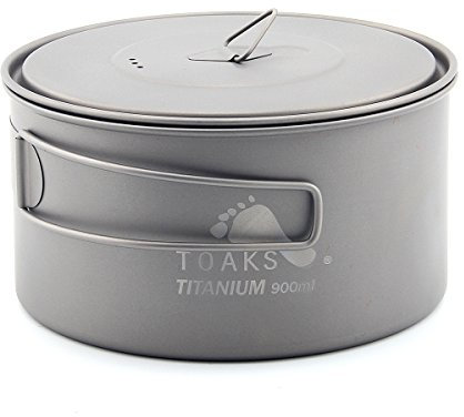 TOAKS - Olla de titanio ultraligera de 900 ml con asas plegables resistentes al calor y bolsa de almacenamiento de malla