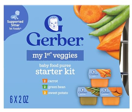 Gerber Stage 1 Baby Food, Veggie Variety Pack Puree Tubs, Baby Puree, 2PK