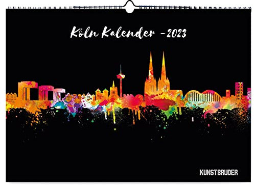 Wandkalender Kölner Skyline Kalender 2023 - cologne - Kunstkalender in A4 Querformat mit den schönsten Skylines von Köln Jahreskalender deutsche Stadt Städte City
