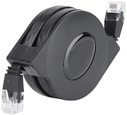 Adjustable Retractable Cat-6 10 Gigabit Ethernet Ultra Flat Retractable Cable Cat6 Ethernet Cable RJ45 Connectors for Travel, 1m / 3.3ft, 2m / 6.6ft Optional(2M)