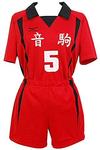 Bilicos Haikyuu !! Nekoma High School No.5 Kenma Kozume Cosplay Kostüm Volleyball Team Hemd Uniform Rot M