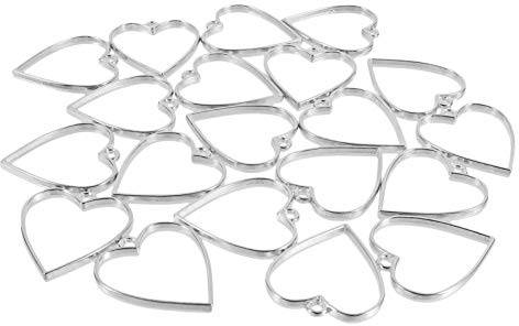 Milisten 20 Stück Legierung offene Rückseite Lünette Anhänger Herz Charms Hohlrahmen Anhänger Geometrische Harzform für DIY Handwerk Herstellung Silber