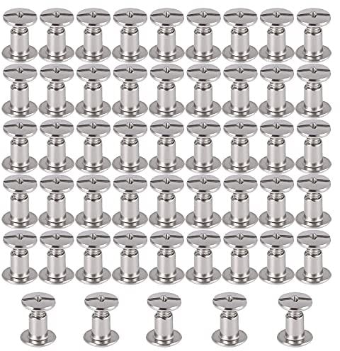 Cyleibe Chicago Schrauben, Schraubennieten für Leder, Buchbindeschrauben Set mit Kombischraubenkopf vernickelt M5 * 6 - Packung mit 50 Stück