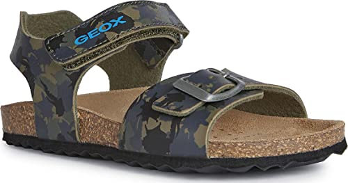 Geox Garçon J Ghita Boy B Sandales, Camouflage Green, 28 EU