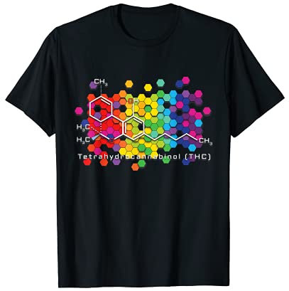 Buntes THC-Molekül T-Shirt