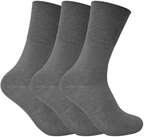 3 Pack Ladies Thin Wide Top Non Elastic Thermal Diabetic Socks for Poor Circulation (4-8 UK, THRDIAL01)