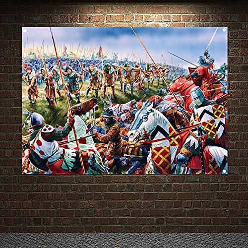 Mittelalterlicher Krieger, Militär-Banner, Flaggen, Wandkunst, Vintage-Stil, Tempelritter, Rüstung, Poster, Leinwand, Wandbehang, Heimdekoration, 96 x 144 cm