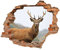 Wandtattoo - Wanddurchbruch mit Aussicht auf Hirsch 90 x 74 cm - Wandsticker