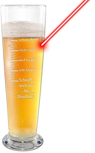 PR Print Royal Bier-Glas selbst gestalten - mit Name gravieren - Maßeinheit - Geschenk für Freunde, Biertrinker, Geburtstag, Vatertag, Weihnachten, 300 ml I Gravur