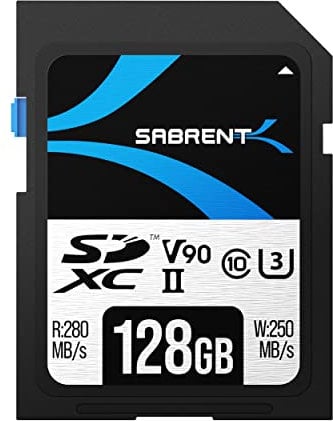 SABRENT SD Karte 128GB v90, sdxc Card uhs ii, SD Speicherkarte Class 10, u3, R280MB/s W250MB/s Full HD Ultra 8K (SD-TL90-128GB)
