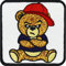Cooler Teddybär Aufnäher Ted Bügelbild gestickt | Premium Teddy Patch Grumpy Teddy Bär Applikation zum aufbügeln/annähen | für alle Stoffe| 75x75mm