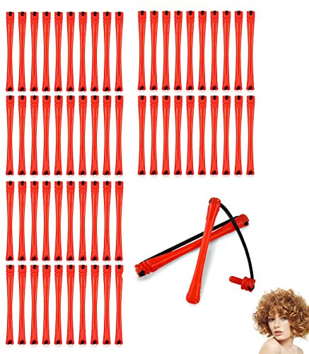 PMELCXD Haarwelle Stangen rutschfest Haarrollen Kunststoff Kalt Wellen Stangen Kurz Lockenwickler Stange mit Elastisch Gummiband Dauerwellen Stangen Friseur Styling Werkzeug (60 Stücke)
