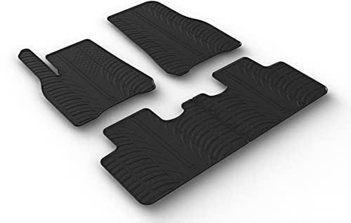 AROBA GL0645 Design Gummi Fußmatten kompatibel mit Tesla Model Y ab BJ. 03.2020> erhöhter Rand 4 TLG Farbe Schwarz Gummimatten Automatten passgenau