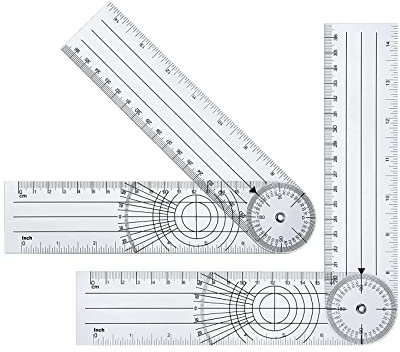 Goniometer Physiotherapie PVC Medizinischer Winkelmesser,2 Stück 14 Zoll 360° Winkel Transparenter Gelenkmesser Spinal Lineal Wirbelsäulen Goniometer für Physiotherapie, Sporttherapie